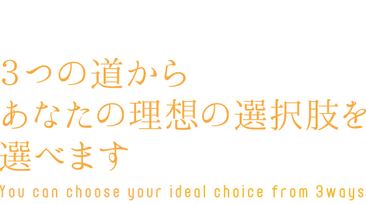 3つの道からあなたの理想の選択肢を選べます